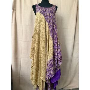 Gold and purple long flowing dress